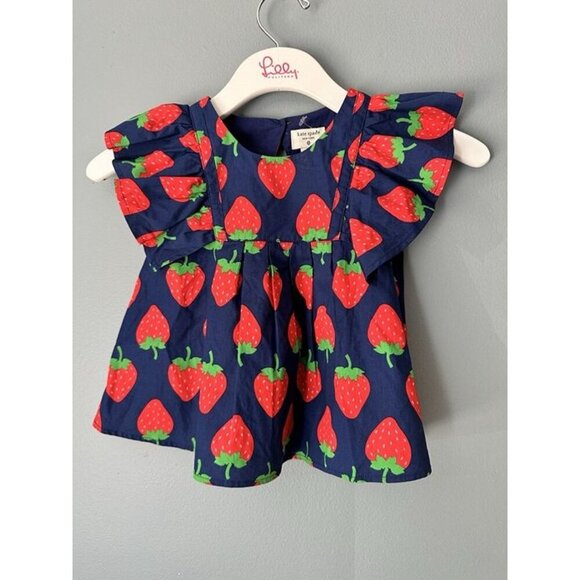 Kate Spade X Target Toddler Girls Navy Blue Red Strawberry Top-Size 4T Sold Out - Picture 2 of 4
